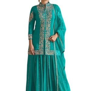 pure silk with heavy embroidery work stitched designer sharara suit for women and girl's |Wedding suit |Readymade suit |